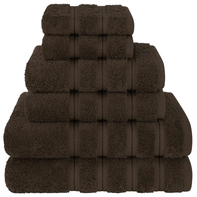 Coffee Luxury 6-Piece Combed Cotton Towel Bale Set - Ultra Soft & Absorbent Bath, Hand, Face Towels