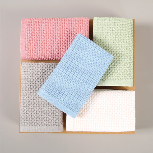 Pink Premium 3-Piece Waffle Weave Cotton Towel Set - Lightweight, Quick-Dry & Absorbent - Bath, Hand, Face Cloth