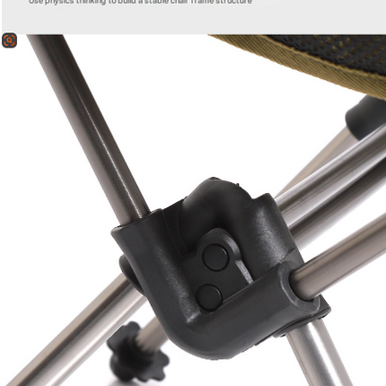 Khaki Lightweight Portable Folding Camping Chair - High-Back Aluminum Alloy Moon Chair with Oxford Fabric, Side Pocket & Carry Bag for Outdoor, Beach, Fishing