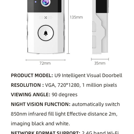 Transparent Rain Cover + Doorbell Combination HD Wireless Video Doorbell with Long-Lasting Battery