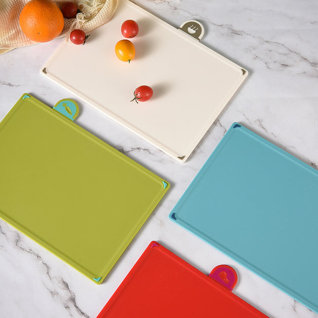 Coloerful 4-Piece Colour-Coded Index Cutting Board Set with Storage Stand - Food-Safe PP, Non-Slip, Easy Clean Kitchen Chopping Boards
