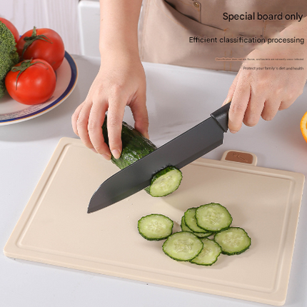 Beige 4-Piece Index Cutting Board Set with Ventilated Storage Stand - Food-Safe PP Kitchen Chopping Boards