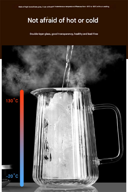 Transparent Elegant Ribbed Double Wall Glass French Press - 1000ml Heat Resistant Coffee and Tea Maker with Stainless Steel Filter