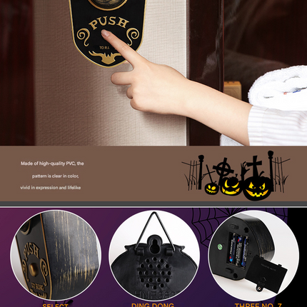 2-Piece Black Halloween Animated Eyeball Doorbell - Spooky Light-Up Prop with Scary Sounds for Party & Door Decoration