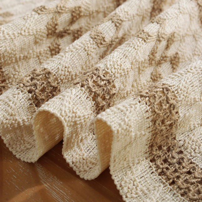 2-PCS Hexagon Bohemian Woven Table Runner with Tassels - Rustic Farmhouse Decor for Dining & Coffee Tables