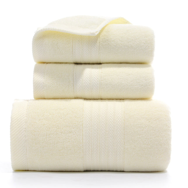 Premium Long-Staple Cotton Towel Set - 2 Hand Towels & 1 Bath Towel Gift Bundle(yellow)