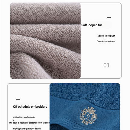 Premium Absorbent Cotton Towel Set - Soft Bath & Hand Towels with Double-Sided Plush(blue)