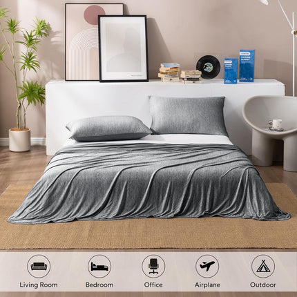 Dark Grey Queen Size 200x150CM Cooling Blanket for Hot Sleepers - Lightweight Breathable All-Season Throw, Hand / Machine Washable