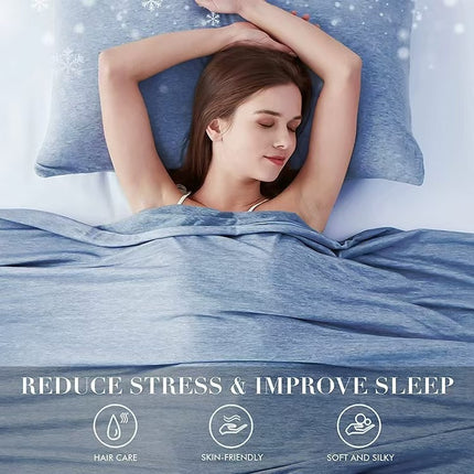 Blue Queen Size 200x150CM Cooling Blanket for Hot Sleepers - Lightweight Breathable All-Season Throw, Hand / Machine Washable