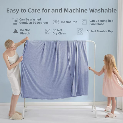 Blue Queen Size 200x150CM Cooling Blanket for Hot Sleepers - Lightweight Breathable All-Season Throw, Hand / Machine Washable