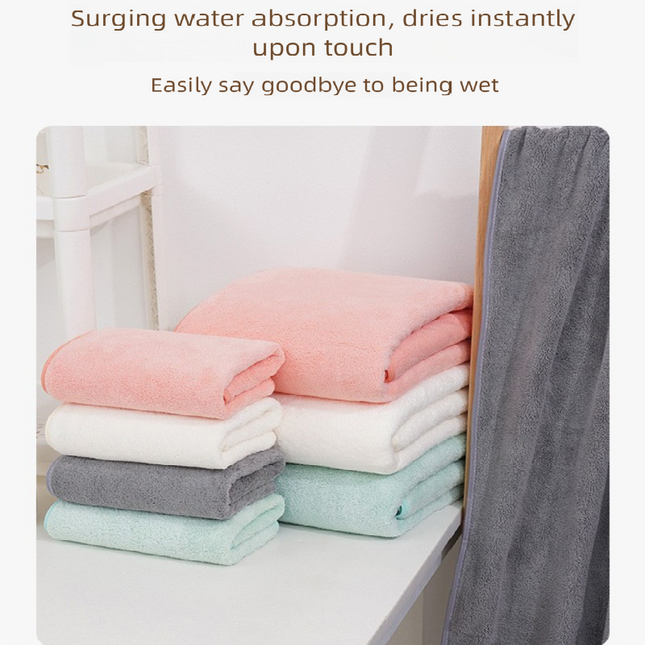 Pink Coral Fleece Thick Towel and Bath Towel Set – 4 Face Towels and 2 Bath Towels in Solid Colors, Highly Absorbent and Ultra-Soft for Home Use
