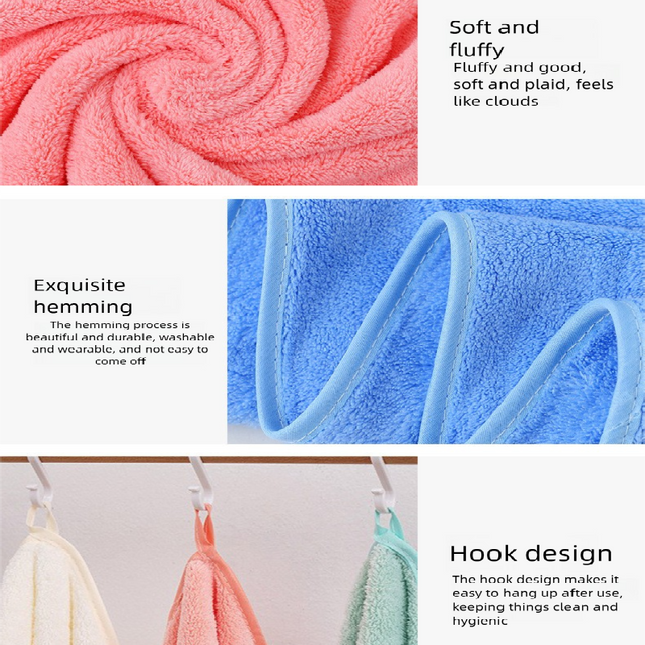 Beige Coral Fleece Thick Towel and Bath Towel Set – 4 Face Towels and 2 Bath Towels in Solid Colors, Highly Absorbent and Ultra-Soft for Home Use