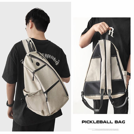 Beige Pickleball Multi-Sport Backpack – Oxford Fabric, Dual-Carry, Smart-Organized