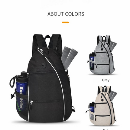 Beige Pickleball Multi-Sport Backpack – Oxford Fabric, Dual-Carry, Smart-Organized