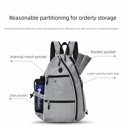 Beige Pickleball Multi-Sport Backpack – Oxford Fabric, Dual-Carry, Smart-Organized