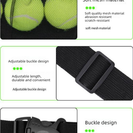 Black Mesh Ball Waist Bag - Large Capacity Portable Pickleball & Tennis Ball Carrier with Adjustable Belt & Inner Pocket - Lightweight Sports Storage Pouch for Training & Outdoor Play