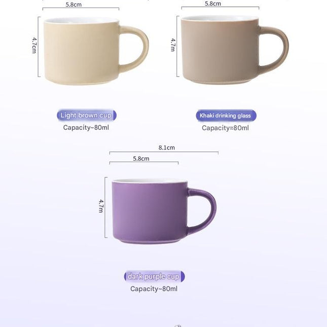 5-piece "Colorful One-Shot Mug" Ceramic Mug Set – Nordic color scheme, smooth handle, rounded rim, exquisite gift box – 80ml mini mugs, suitable for coffee, tea, espresso, and as a perfect gift.