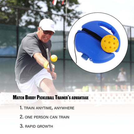 Pickleball Trainer Rebound Practice Set with Yellow Tethered Ball and Blue Fillable Base -Solo Training Aid for Beginners and Advanced Players Solo Practice and Skill Development