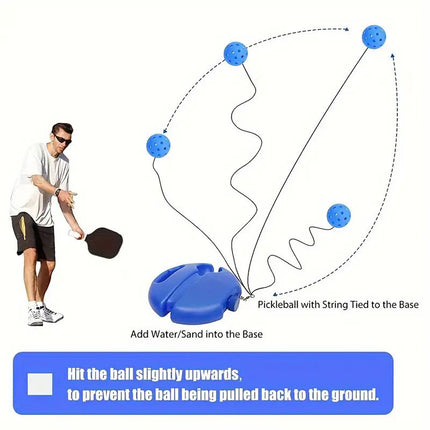 Pickleball Trainer Rebound Practice Set with Yellow Tethered Ball and Blue Fillable Base -Solo Training Aid for Beginners and Advanced Players Solo Practice and Skill Development