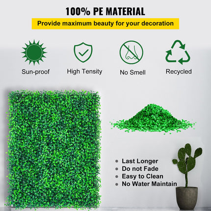 Artificial Boxwood Panels, 12 PCS 20"x20" Boxwood Hedge Wall Panels, PE Artificial Grass Backdrop Wall 1.6\", Privacy Hedge Screen for Decoration of Outdoor, Indoor, Garden, Fence, and Backyar