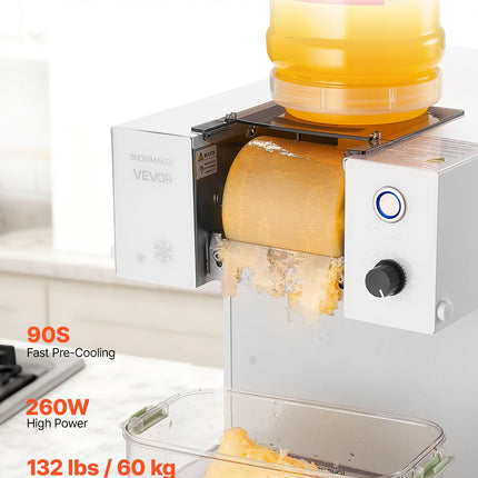Snowflake Ice Machine, 60KG/24H Snowflake Ice Maker, Ice-Shaver Machine with Stainless Steel Blade, Electric Snow Cone Maker with 1.8L Tank, 90S Fast Pre-Cooling, for Home & Small Gatherings
