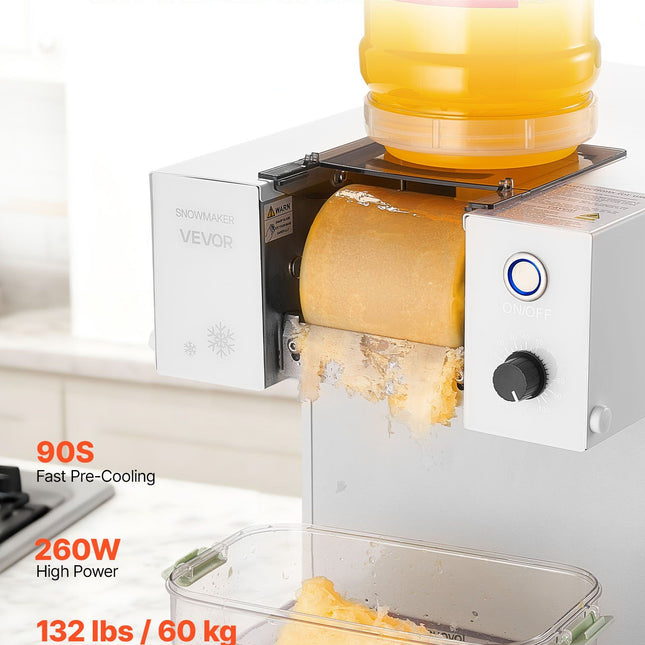 Snowflake Ice Machine, 60KG/24H Snowflake Ice Maker, Ice-Shaver Machine with Stainless Steel Blade, Electric Snow Cone Maker with 1.8L Tank, 90S Fast Pre-Cooling, for Home & Small Gatherings
