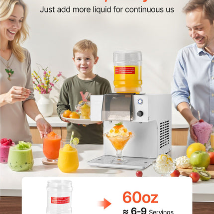 Snowflake Ice Machine, 60KG/24H Snowflake Ice Maker, Ice-Shaver Machine with Stainless Steel Blade, Electric Snow Cone Maker with 1.8L Tank, 90S Fast Pre-Cooling, for Home & Small Gatherings