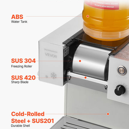 Snowflake Ice Machine, 60KG/24H Snowflake Ice Maker, Ice-Shaver Machine with Stainless Steel Blade, Electric Snow Cone Maker with 1.8L Tank, 90S Fast Pre-Cooling, for Home & Small Gatherings