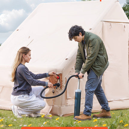 Inflatable Tents for Camping, 4-6 Person Easy Setup Blow up Tent with Hand Pump, 300D Oxford 4 Season Glamping Tent with Stove Jack 2 Doors & 4 Mesh Windows, Storage Bag Included for Easy Taking