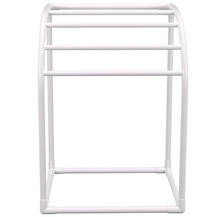 VEVOR Pool Towel Rack, 5 Bar, Milky, Freestanding Outdoor PVC Curved Poolside Storage Organizer, Include 8 Towel Clips, Mesh Bag, Hook, Also Stores Floats and Paddles, for Beach, Swimming Pool, Home