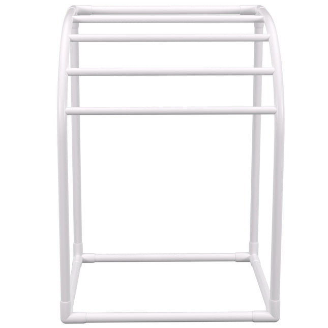 VEVOR Pool Towel Rack, 5 Bar, Milky, Freestanding Outdoor PVC Curved Poolside Storage Organizer, Include 8 Towel Clips, Mesh Bag, Hook, Also Stores Floats and Paddles, for Beach, Swimming Pool, Home