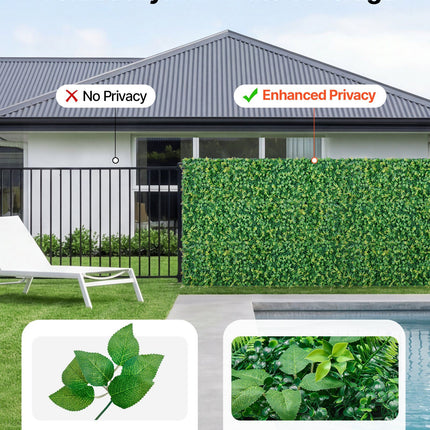 Artificial Plant Wall, 4 PCS 61 x 243.8 cm Artificial Boxwood Panels, Sun Protection Greenery Backdrop Privacy Hedge Fence, Fake Grass Screen for Wedding, Indoor, Outdoor Garden, Backyard