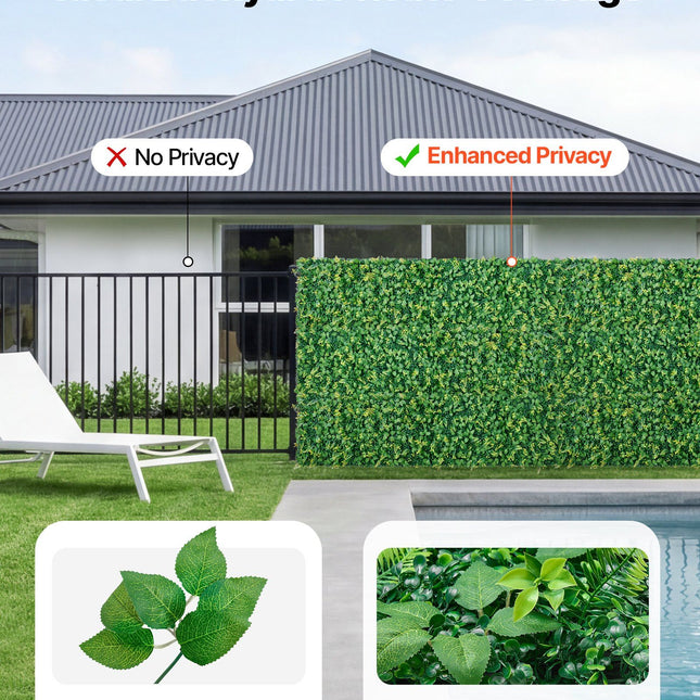 Artificial Plant Wall, 4 PCS 61 x 243.8 cm Artificial Boxwood Panels, Sun Protection Greenery Backdrop Privacy Hedge Fence, Fake Grass Screen for Wedding, Indoor, Outdoor Garden, Backyard