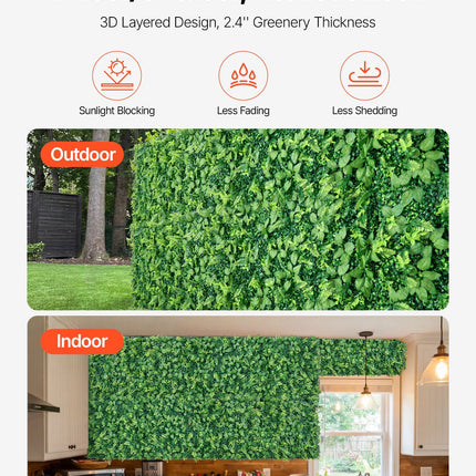 Artificial Plant Wall, 4 PCS 61 x 243.8 cm Artificial Boxwood Panels, Sun Protection Greenery Backdrop Privacy Hedge Fence, Fake Grass Screen for Wedding, Indoor, Outdoor Garden, Backyard