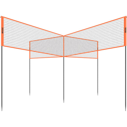 VEVOR 4-Way Volleyball Net, Adjustable Height Badminton Net Set for Backyard Beach Lawn, Outdoor Portable Volleyball Net with Carrying Bag, 4 Square Quick Assemble Game Set For Kids And Adults