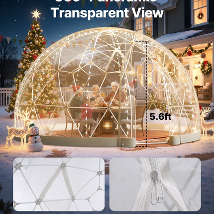 Garden Dome Tent, 3.6 x 2.2 m Outdoor Clear Bubble Tent for 4-7 Person, Weatherproof Geodesic Dome Greenhouse with Window, PVC Igloo Tents for Backyard Patios Camping Party Wedding