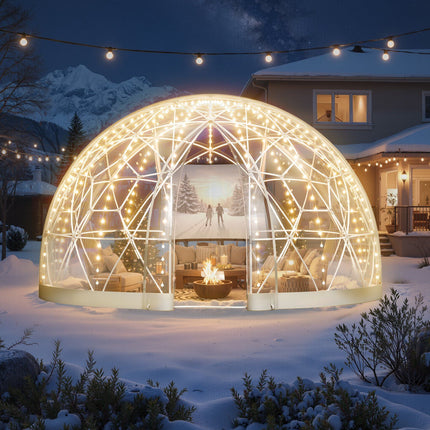 Garden Dome Tent, 3.6 x 2.2 m Outdoor Clear Bubble Tent for 4-7 Person, Weatherproof Geodesic Dome Greenhouse with Window, PVC Igloo Tents for Backyard Patios Camping Party Wedding