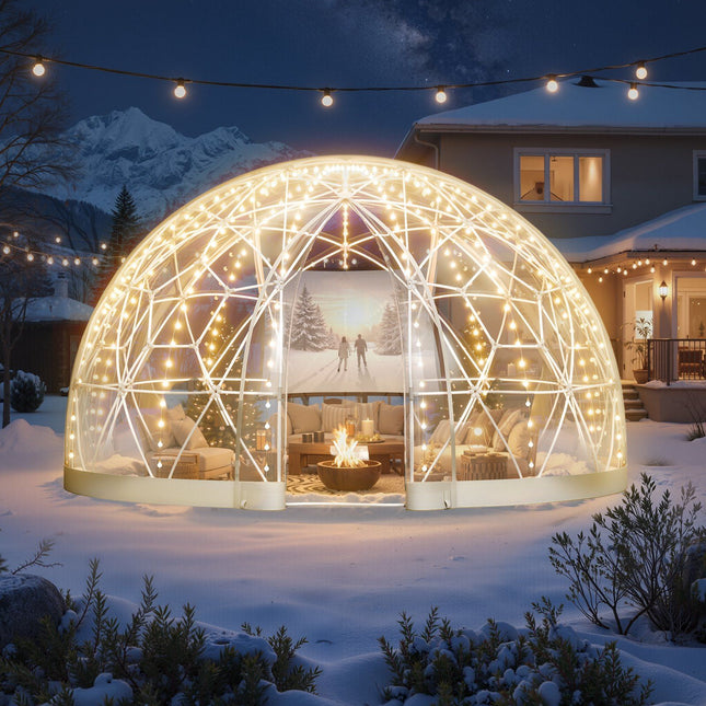 Garden Dome Tent, 3.6 x 2.2 m Outdoor Clear Bubble Tent for 4-7 Person, Weatherproof Geodesic Dome Greenhouse with Window, PVC Igloo Tents for Backyard Patios Camping Party Wedding
