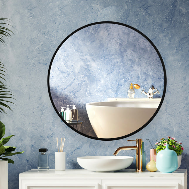 Wall Mirror Round Shaped Bathroom Makeup Medium-1954802954406072326