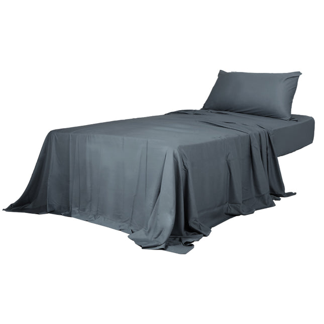 Dreamz 3pcs Sinigle Size 100% Bamboo Bed Sheet Set in Charcoal Colour Single-1954802921380122624