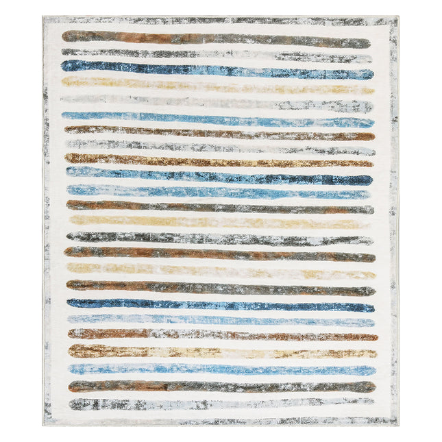 Marlow Floor Rug Short Pile Washable Carpet Soft Plush Non Slip Stripe 200x230-1973193449490485248