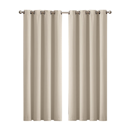 2x Blockout Curtains Panels 3 Layers Beige CD1003-132X213-GR-1954802970528976896