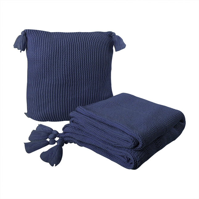 DreamZ Knitting Throw Blanket Cushion Navy-1954802942037069824