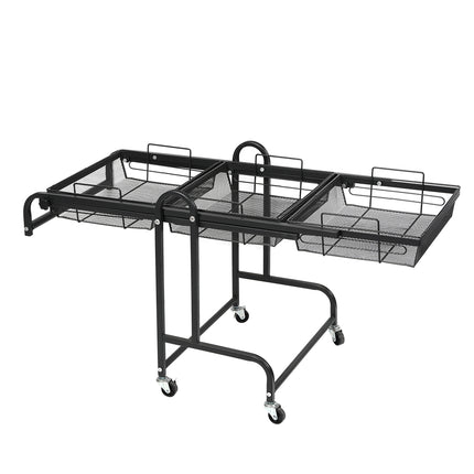 Levede 3 Tier Kitchen Trolley Cart Swivel Black Colour-1954802798449266689
