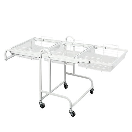 Levede 3 Tier Kitchen Trolley Cart Swivel White Colour-1954802798814171137