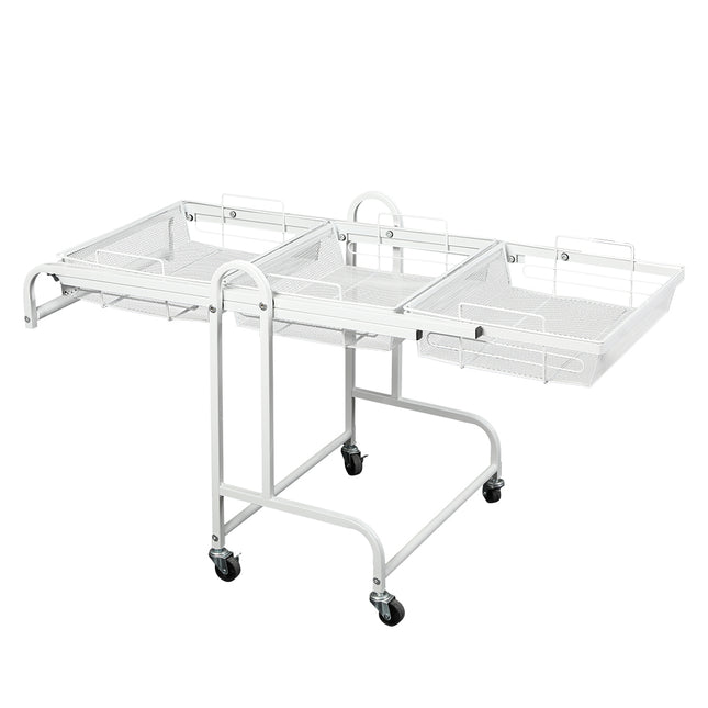 Levede 3 Tier Kitchen Trolley Cart Swivel White Colour-1954802798814171137