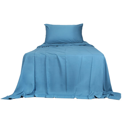 Dreamz 3pcs Sinigle Size 100% Bamboo Bed Sheet Set in Blue Colour Single-1954802921191378945