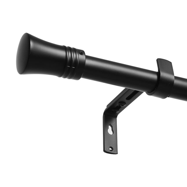 Marlow Black Curtain Rod Steel Quiet Rail Pole Pommel Set Extendable-1973193447833735169