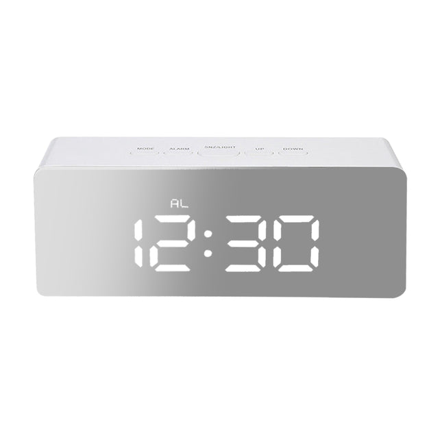 Alarm Clock Digital Led Mirror Desk Silver-1973193872133722113