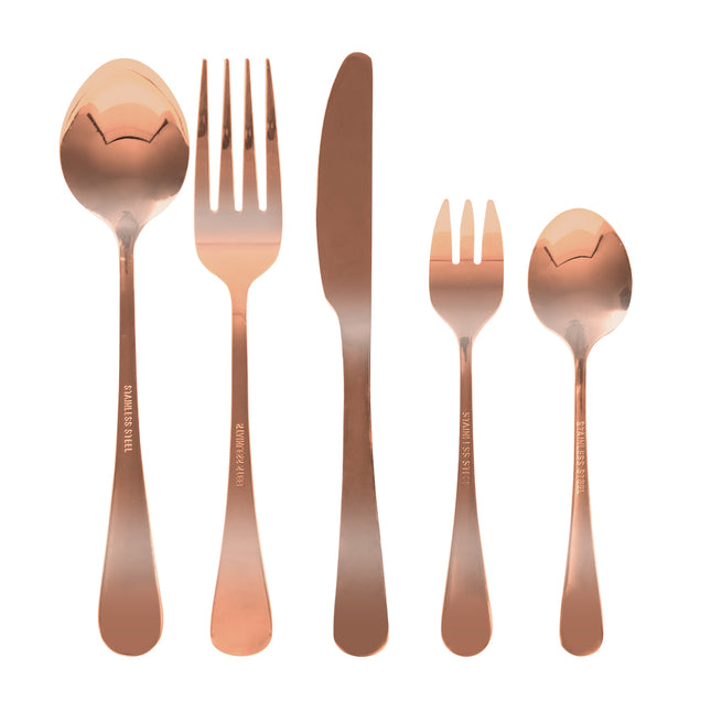 Stainless Steel Cutlery Set Glossy Knife Rose Gold-1973193929646018561
